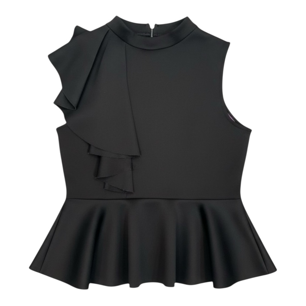 Lulus Ruffle Mock-Neck Peplum Top – Size Large
